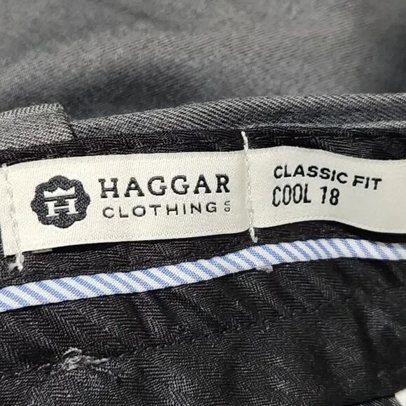 Haggar Cool 18 Dress Pants Mens Size 36x29 Dark Gray Color Expandable Waist - Picture 6 of 9
